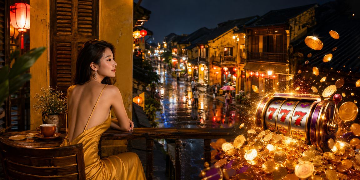 Người chơi tại Hội An thưởng thức slot game trực tuyến trong không gian cà phê yên tĩnh